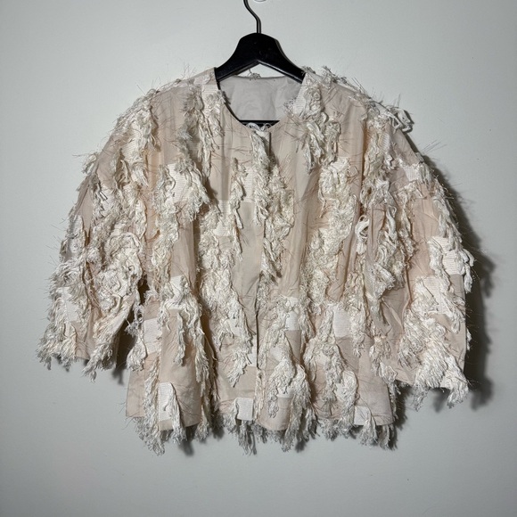 2022 spring purificacion garcia FRINGED BALLOON SLEEVE Jacket size XS - Picture 3 of 15